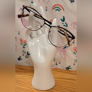 EUC Oscar De La Renta Black & Gold Tortoise Cat Eye Reading Eye Glasses Frames